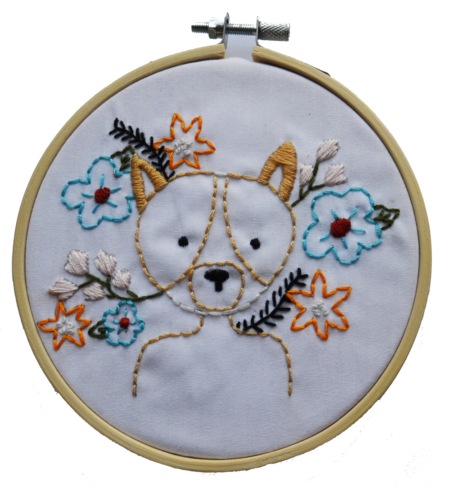 Dog Flower Beginner Embroidery Kit