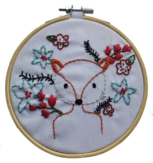 Fox Flower Beginner Embroidery Kit