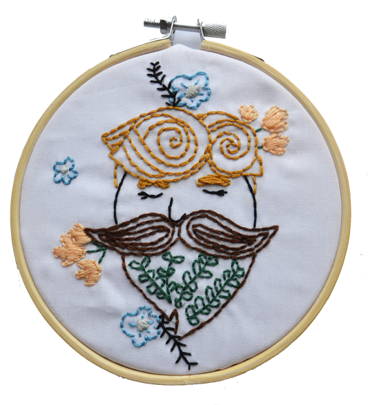 Beard Man Flower Beginner Embroidery Kit
