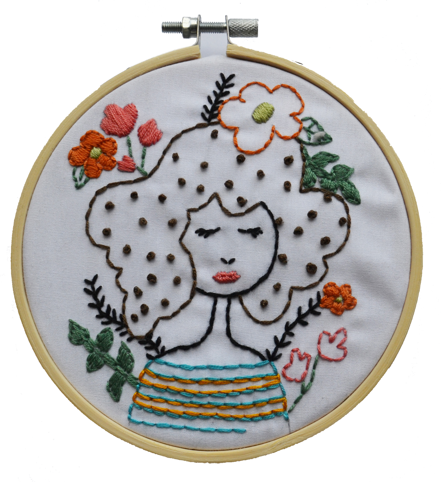 Woman Flower Beginner Embroidery Kit