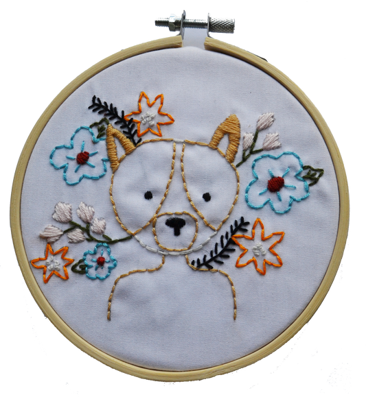 Dog Flower Beginner Embroidery Kit